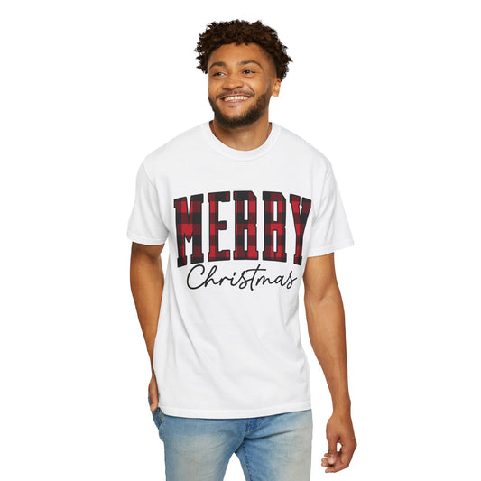 Seasonal Wear (Merry Christmas- Red Letter/ Unisex Garment-Dyed T-shirt)