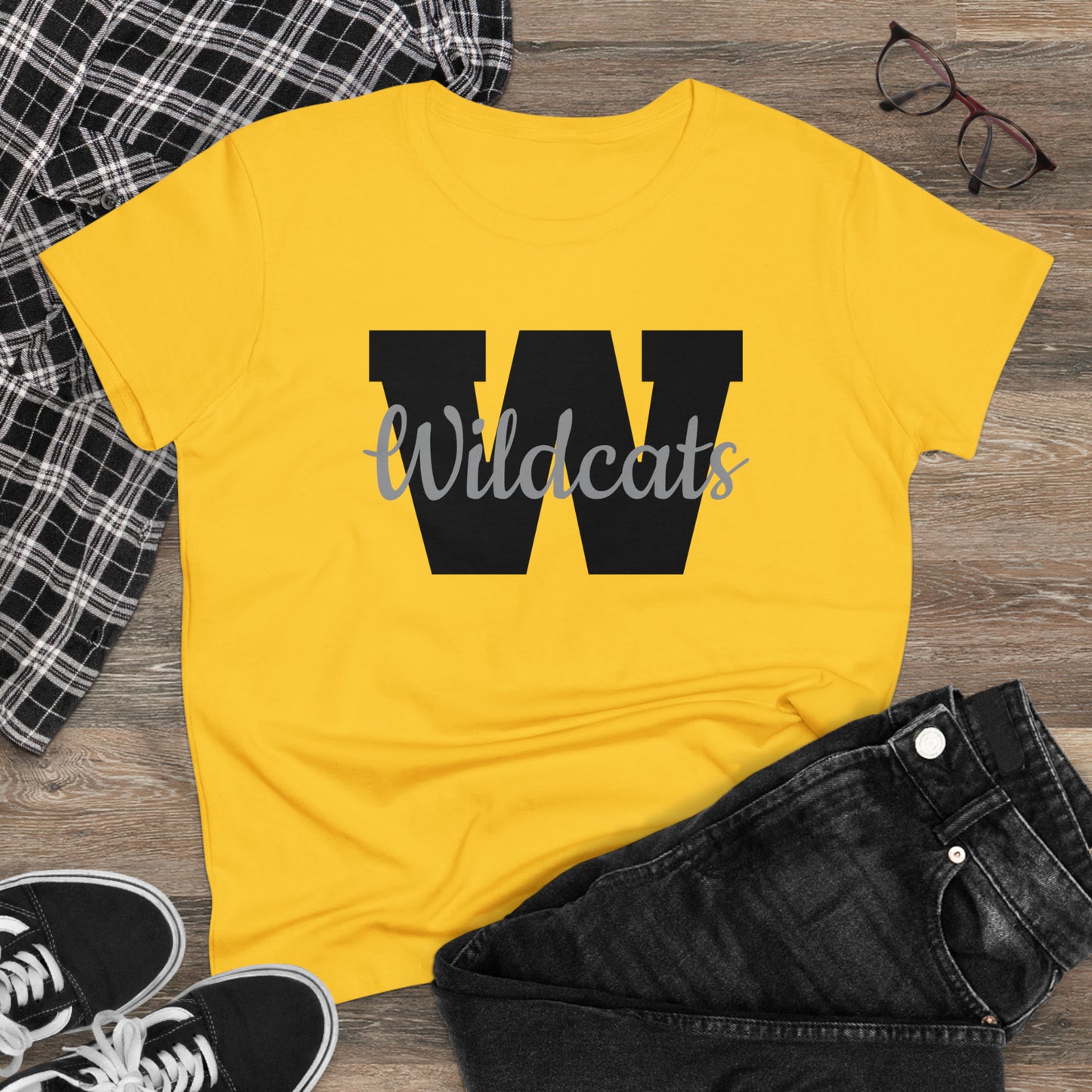 School Spirit (Valdosta High School "W"/ Women's Midweight Cotton Tee)