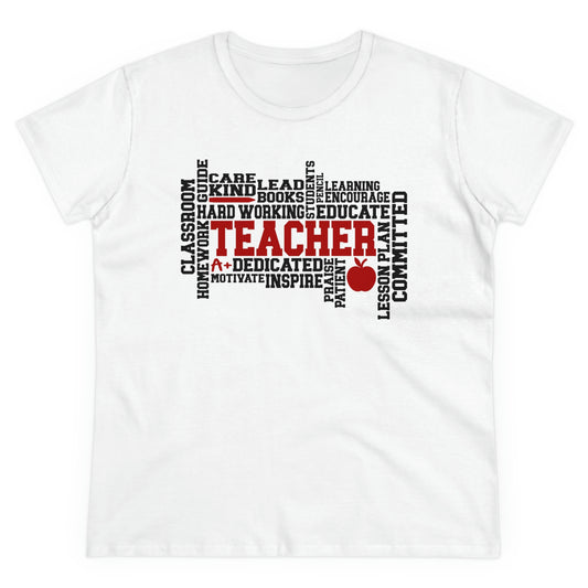 Educator Apparel (Teacher Words/ Women's Midweight Cotton Tee)