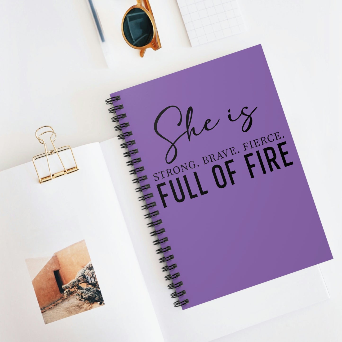 Inspirational (She is Strong, Brave & Fierce/ Spiral Notebook - Ruled Line)